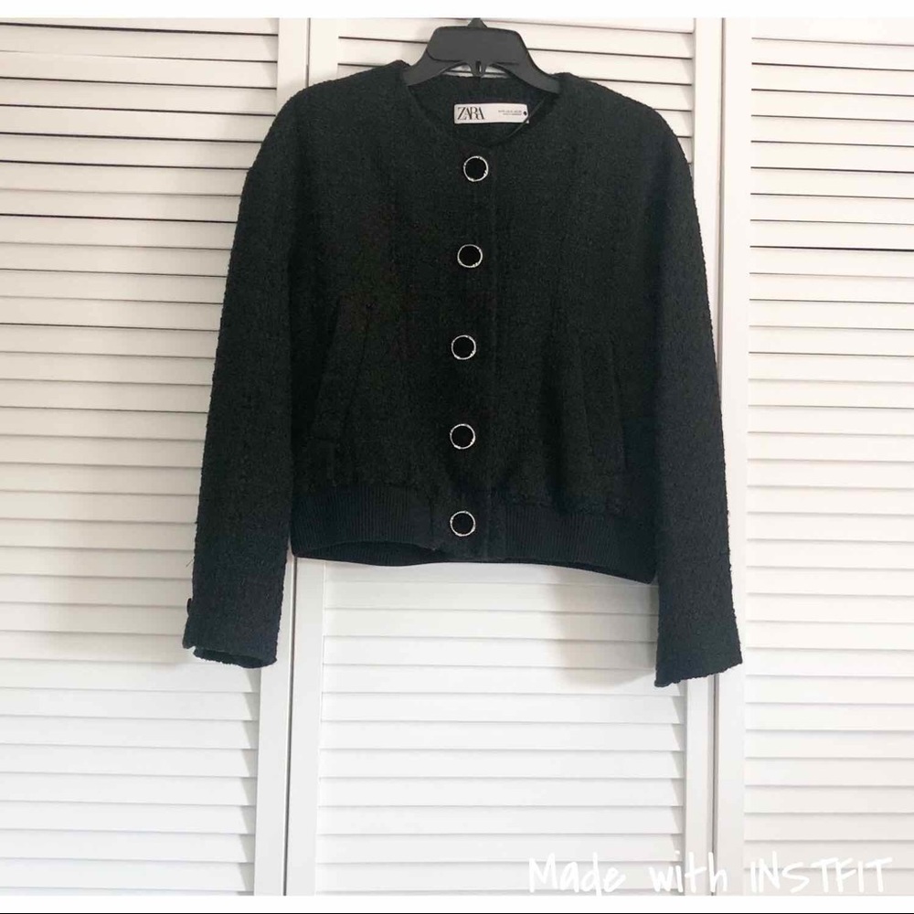 Zara Textured Button Bomber - image 8